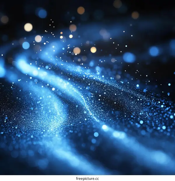 Abstract Blue Digital Particle Flow Background Design