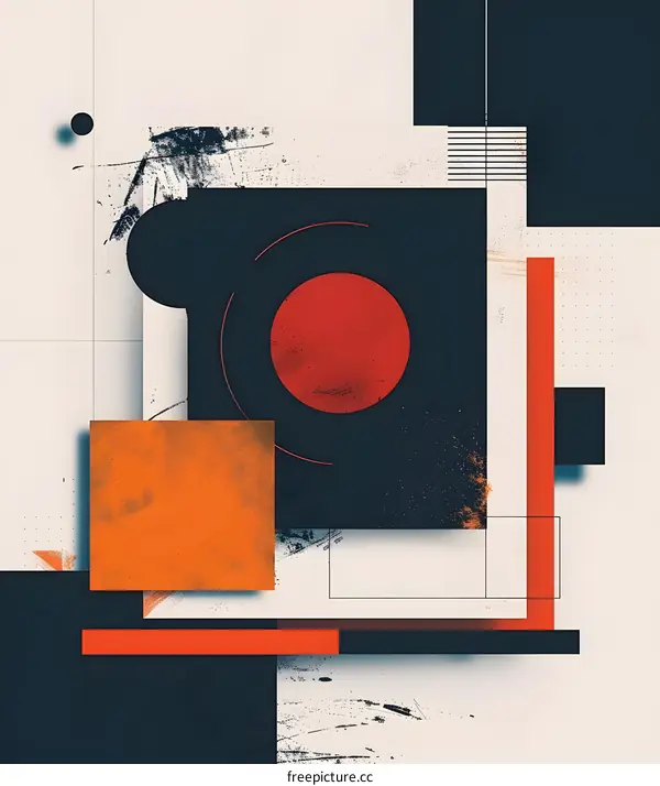 Abstract Geometric Art with Red and Orange