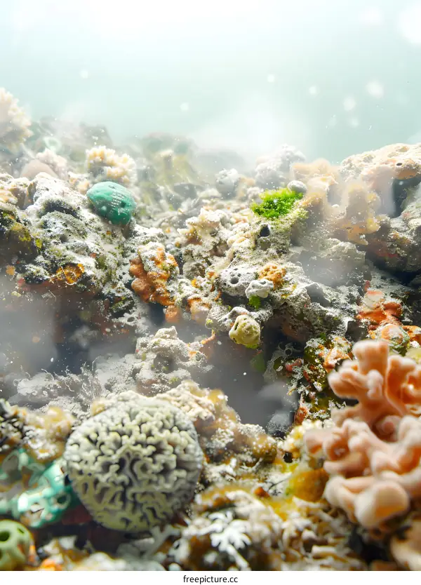 Underwater Scene With Coral Reefs and Sunbeams