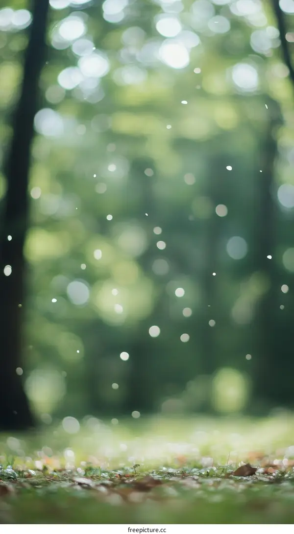 Blurred Forest Floor with Sunlight