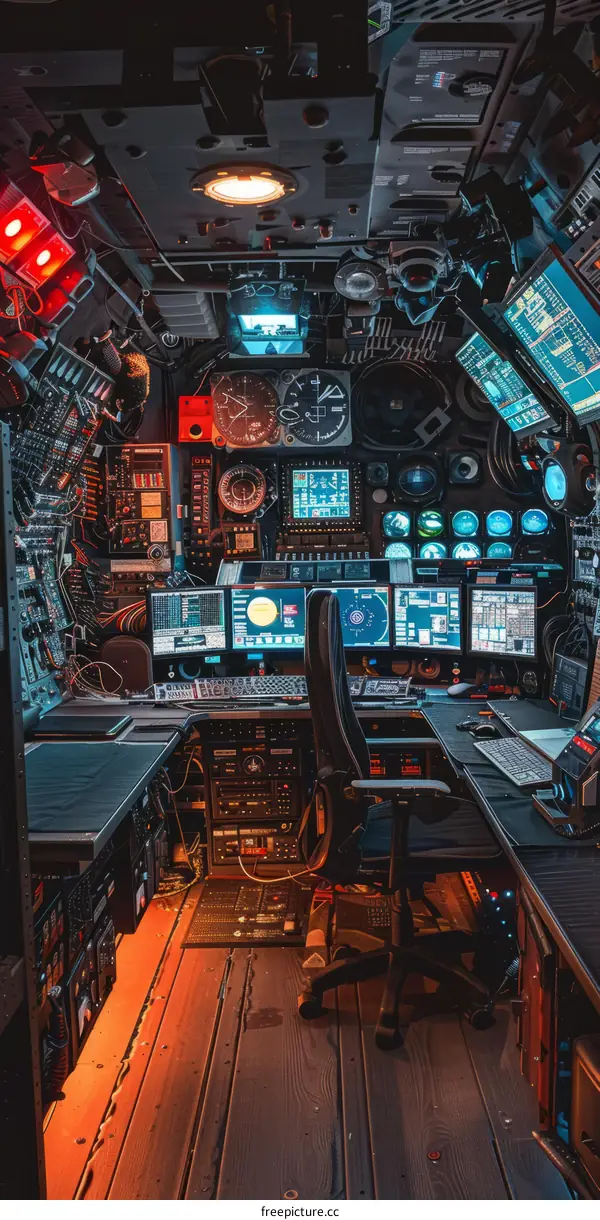 Futuristic Submarine Control Room Interior