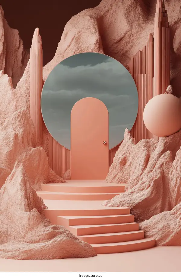 Abstract Geometric Scene Design with Soft Pastel Colors