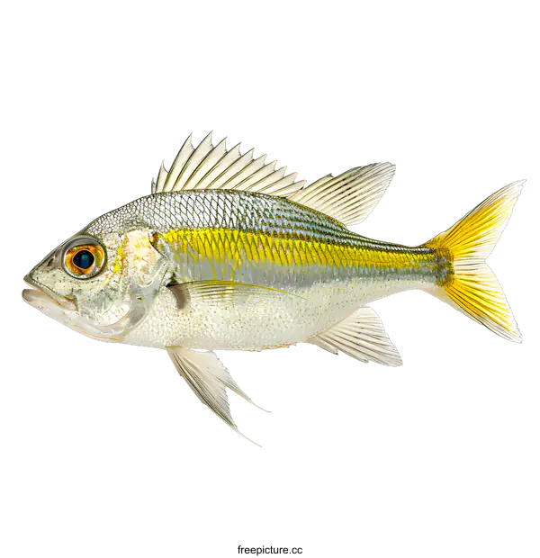 [Transparent Background PNG]Yellow Striped Fish on White Background