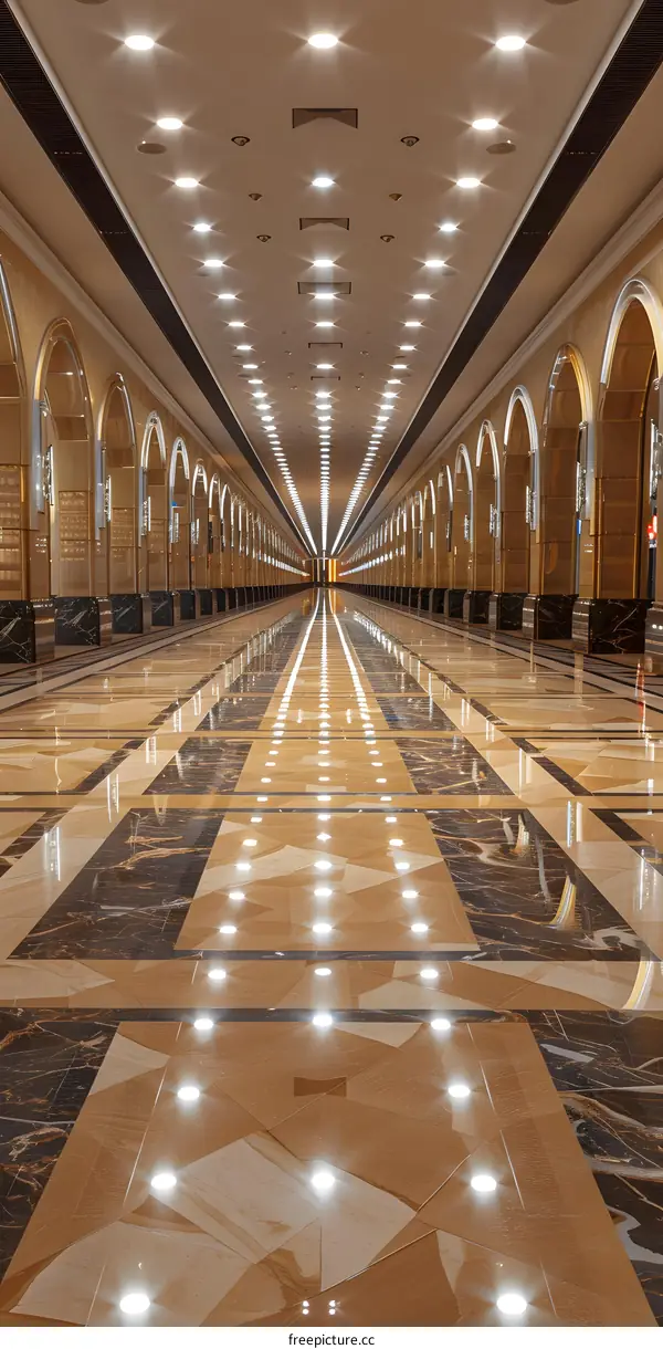 Empty Golden Hallway