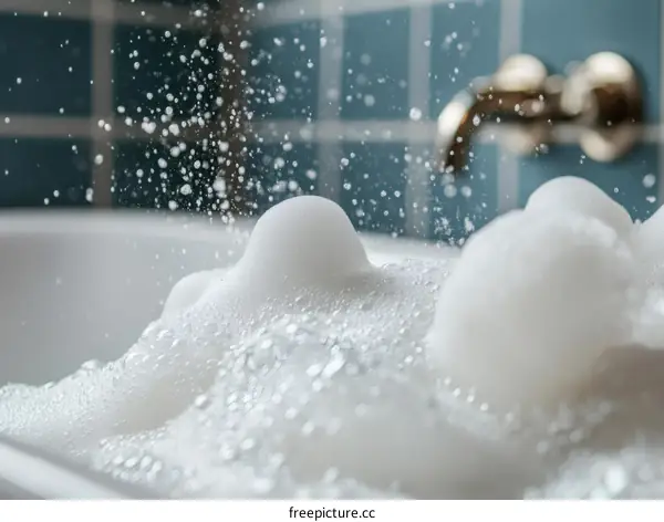 White Bath Tub Foam and Water Splash