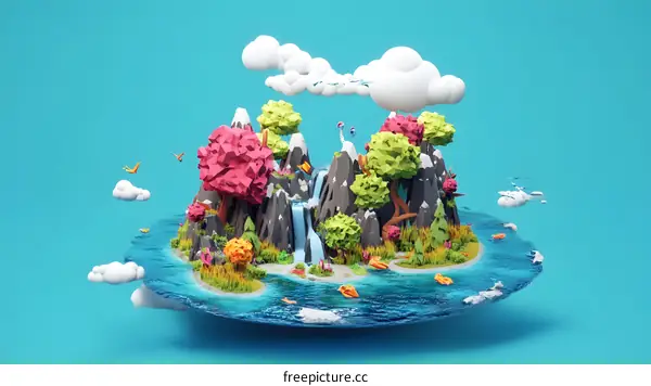 Low Poly Mountain Landscape Illustration