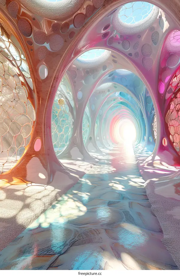 Surreal organic architecture with a glowing portal