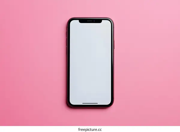 Blank White Screen Smartphone Mockup on Pink Background