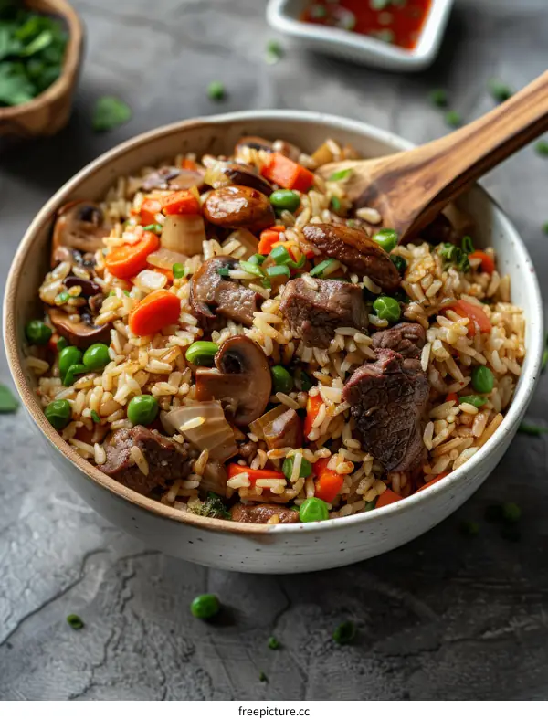 Savory Beef and Mushroom Fried Rice