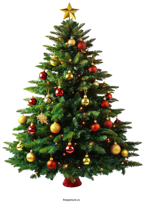 [Transparent Background PNG]Christmas Tree with Ornaments and Lights