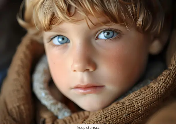 Portrait of a young boy with blue eyes