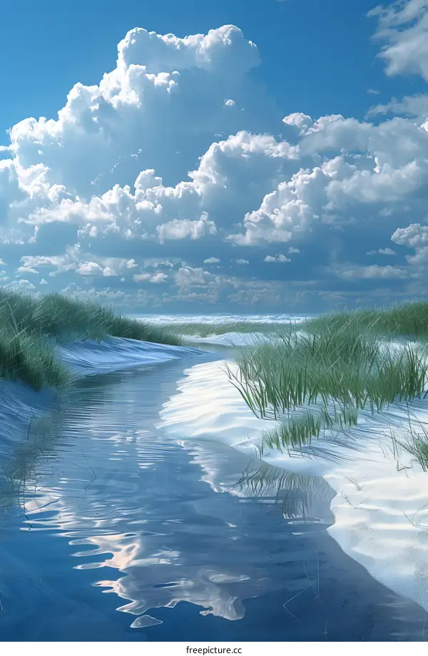 Peaceful Coastal Scene Under a Cloudy Sky