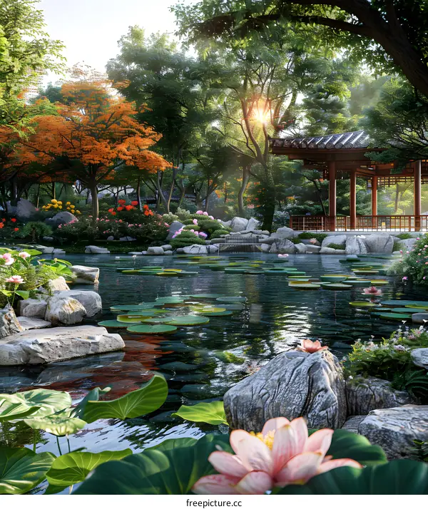 Chinese style garden landscape design renderings