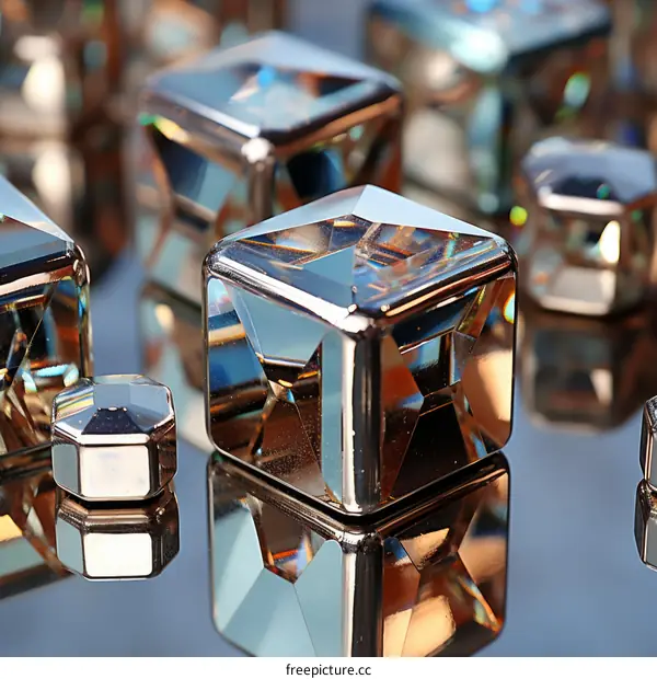 Close-up of glass cube