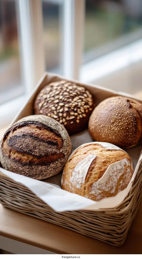 Assortment of Artisan Breads in a Basket