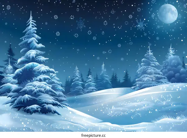 Snowy Night Scenery