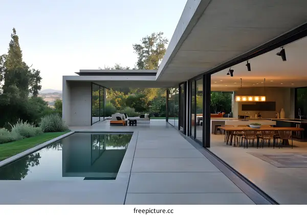 Modern Concrete House with Pool and Patio