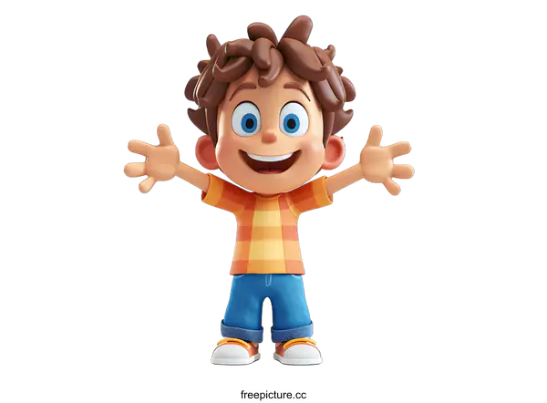 [Transparent Background PNG]Cheerful 3D cartoon boy character