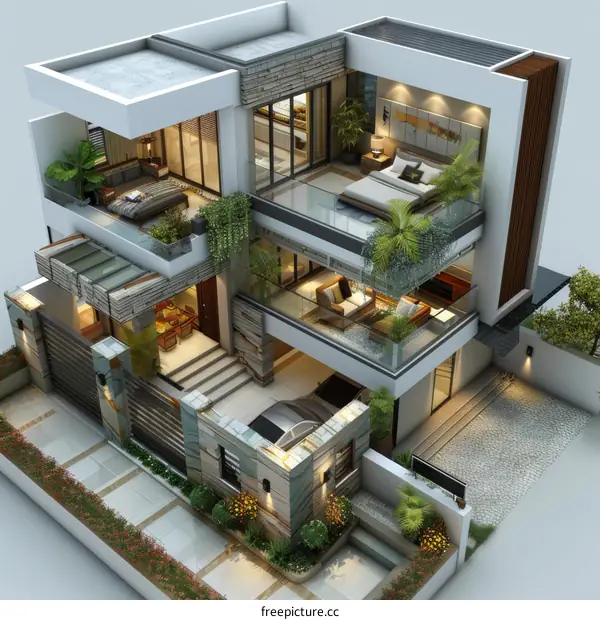 Modern Minimalist Villa Interior Design with Focus on Furniture