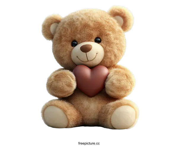 [Transparent Background PNG]Cute Teddy Bear Holding a Chocolate Heart