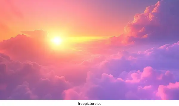 above the cloudscape during sunset