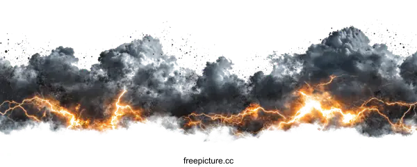 [Transparent Background PNG]Powerful Lightning Storm Clouds Illustration