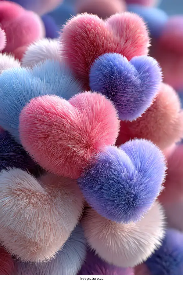 Abstract Colorful Fluffy Heart Shapes