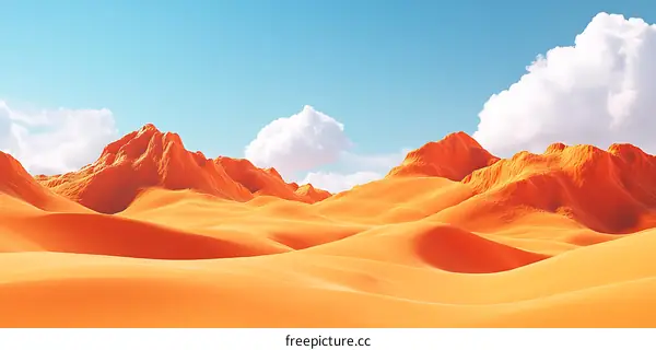 Orange Desert Landscape with Clouds