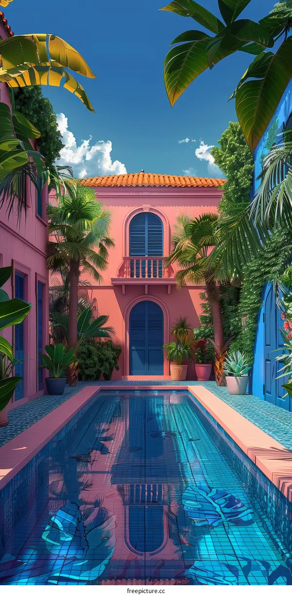 Courtyard with swimming pool