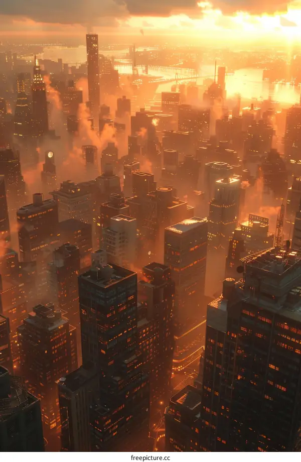 Sunrise Cityscape Illustration