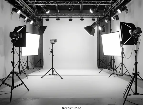 Black and White Photo of a Photography Studio