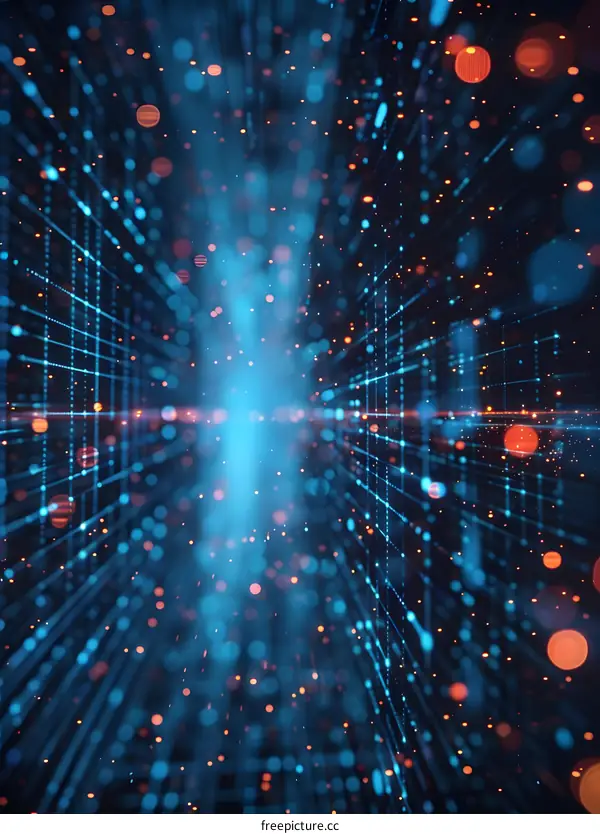 Abstract 3D rendering of a digital tunnel