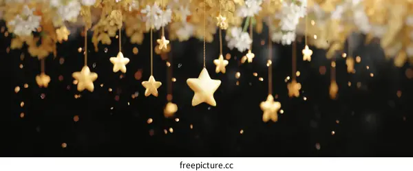 Golden Stars Hanging Decorated with Flowers