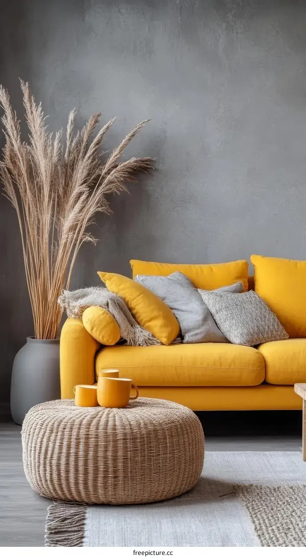 Modern Yellow Sofa Living Room Interior Design