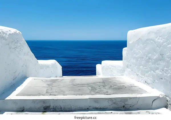 White Walls and Blue Sea View from a Greek Island