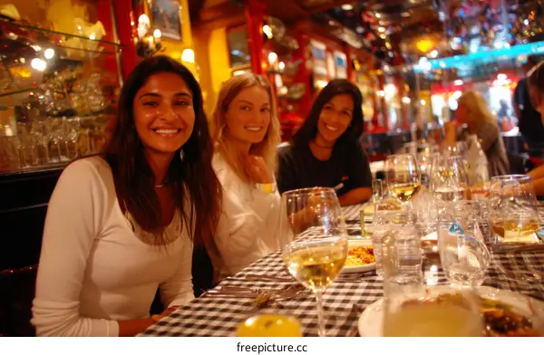 Group of Diverse Friends Enjoying a Restaurant Meal