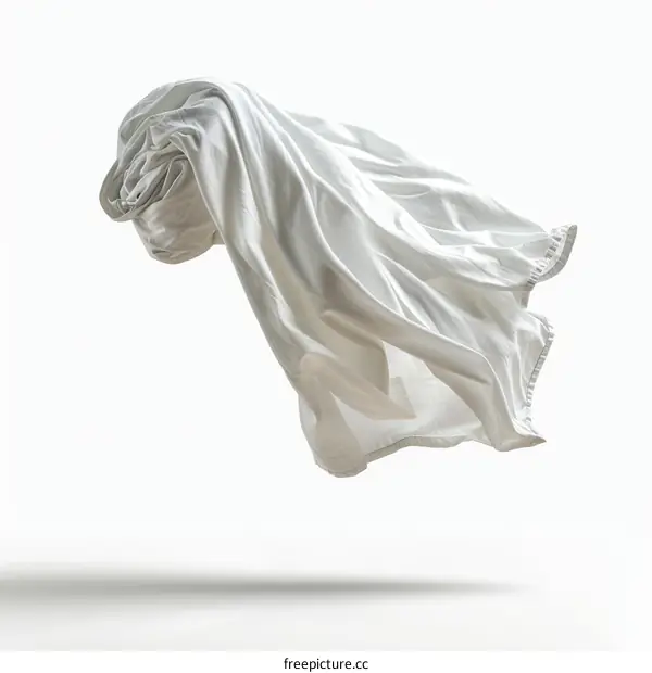 White cloth flying in the air