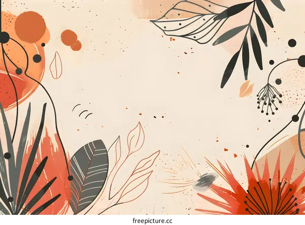 Abstract Floral Background With Watercolor Leaves and Branches