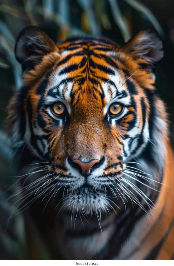 Striking Close-Up Portrait of a Tiger's Majestic Face