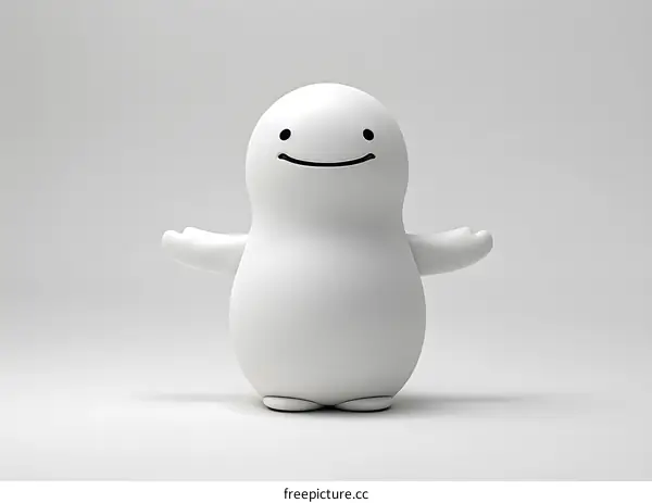 White Cartoon Character on White Background