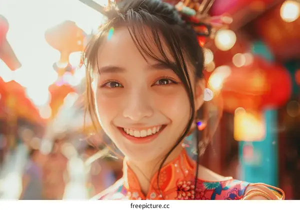 Portrait of a young Chinese woman in traditional clothing