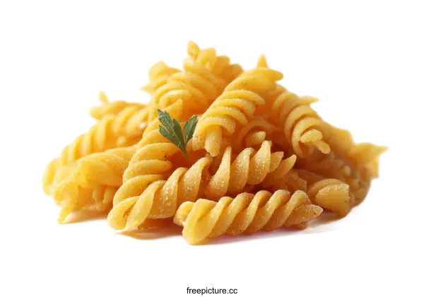 [Transparent Background PNG]Pile of Spiral Pasta with Parsley