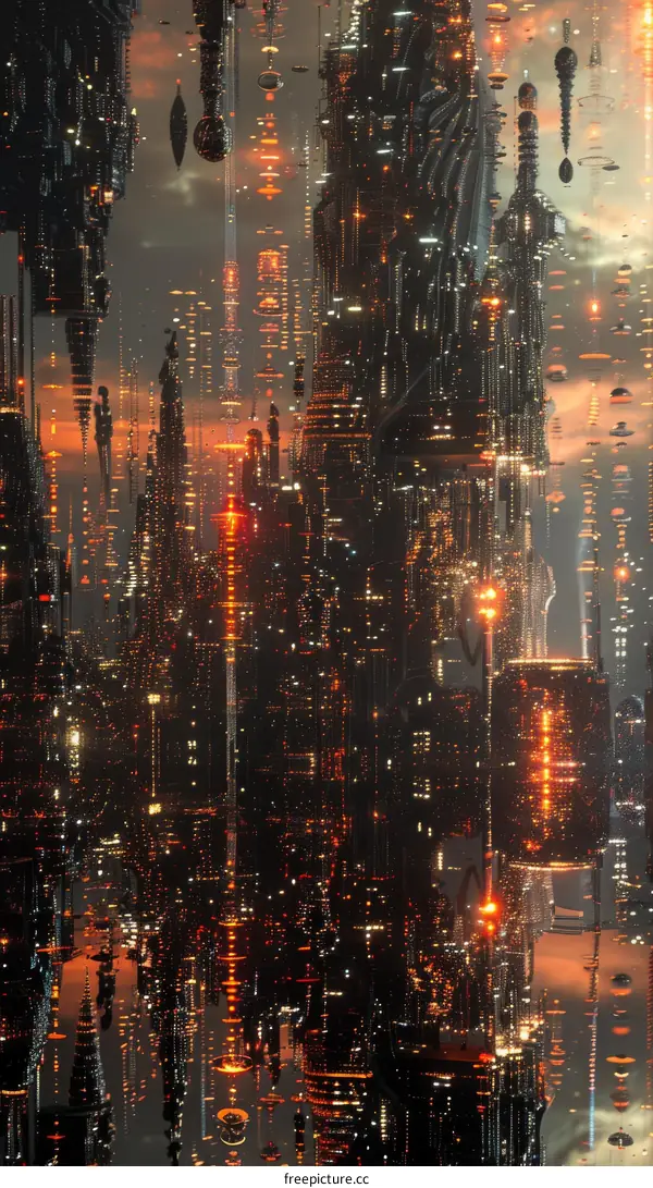 Futuristic Cityscape with Neon Lights
