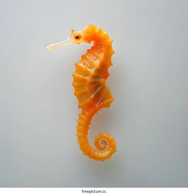 Orange Seahorse on White Background