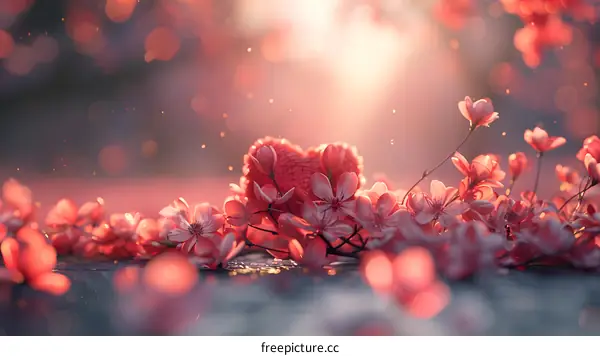 Cherry blossoms in the shape of a heart