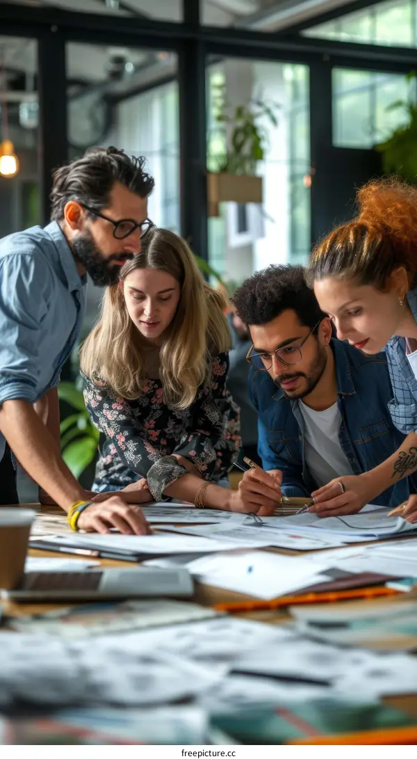 Multiethnic group of business professionals having a meeting in the office