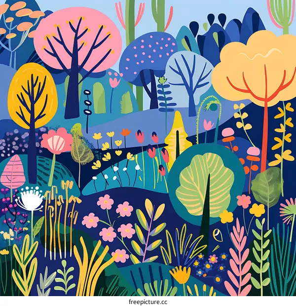 Colorful Abstract Forest Illustration