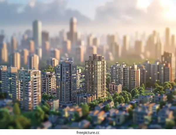 Stylized Cityscape Illustration with Blurry Perspective