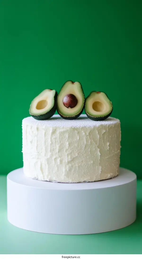 Delicious Avocado Cake Decorated on White Stand