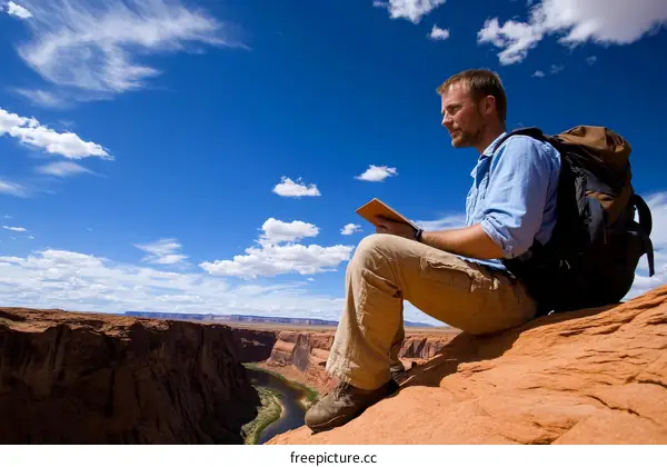 Man Hiking in Scenic Landscape